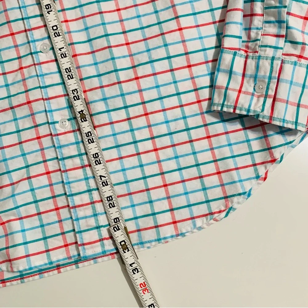 J. Crew Mens Flex Long Sleeve Oxford Checkered Button Up Shirt Size XL Slim Fit